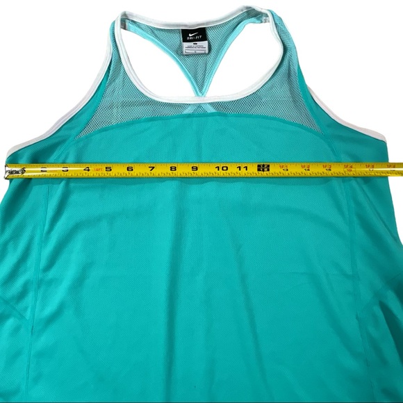 Nike size large Dri-Fit teal polyester racerback tank with netting around top - Picture 5 of 8